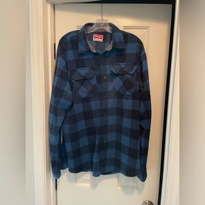 Wrangler Authentics Men's L Long Sleeve Heavyweight Plaid Fleece Shirt